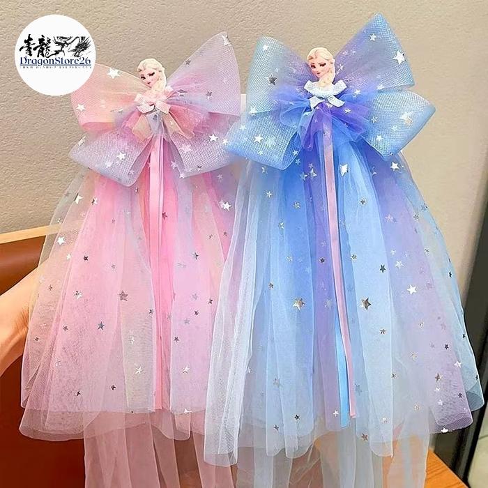 Jepitan Rambut Pita Frozen Untuk Wanita / Aksesoris Rambut Anak Jepitan Pita Panjang Motif Frozen / 