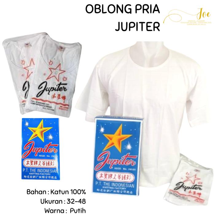 Kaos Oblong JUPITER 32-42 Katun Putih Polos / Kaos Pria JUPITER  / Pakaian Dalam Pria - JOE
