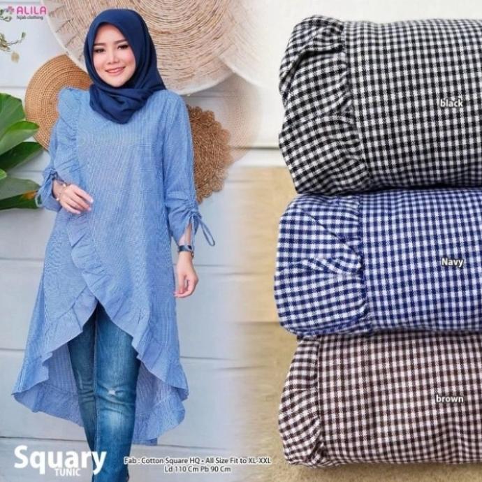 Tunik Jumbo XXXL Kotak square Katun Ori Alila