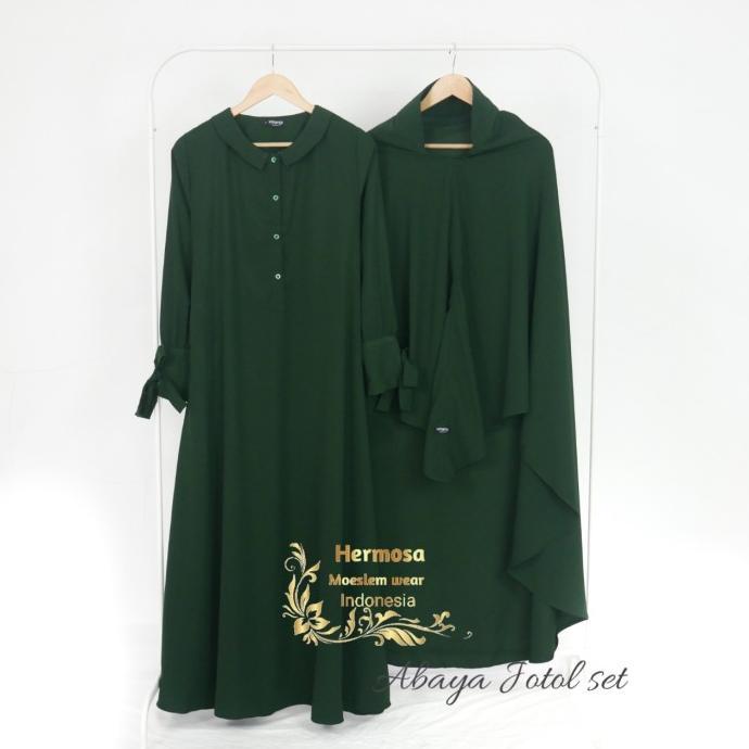 Set abaya hijau botol/set gamis muah/set gamis warna hijau