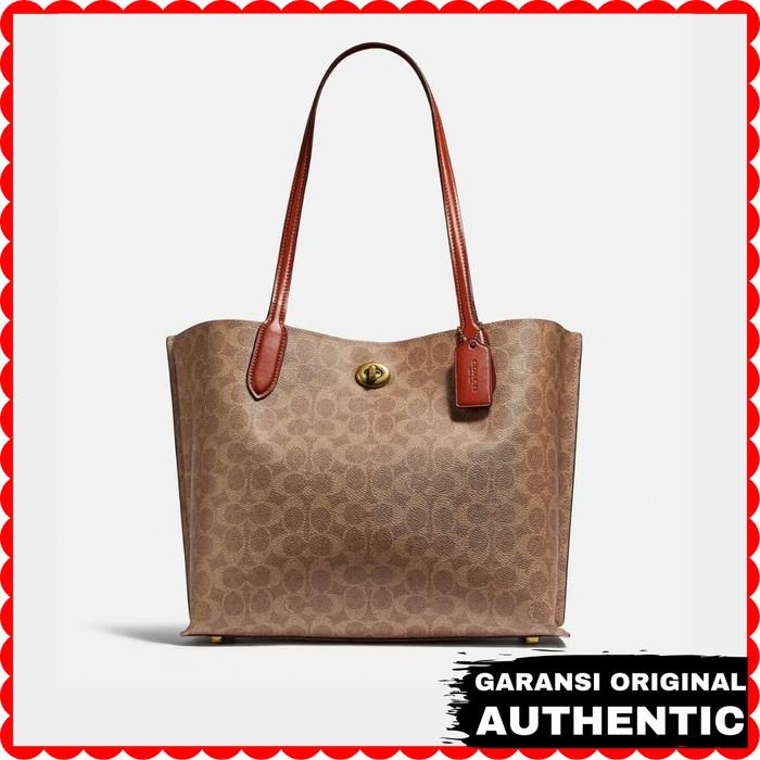 Tas Coach Wanita Willow Tote Bag Signature Canvas Original Store Branded Authentic