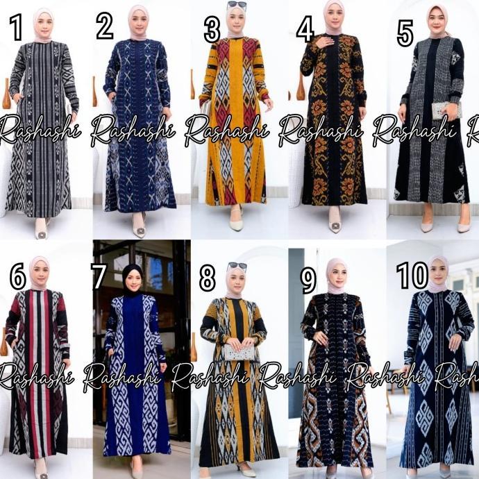 gamis tenun troso jepara couple Resleting depan busui baju lebaran ori