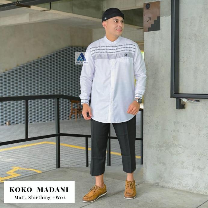 Baju Koko Madani White By Antum Bahan Premium Koko Putih Baju Muslim Pria