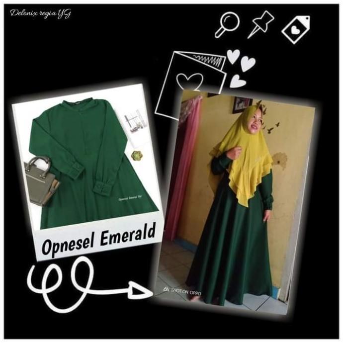 Gamis hijau botol polos premium-gamis wanita polos hijau tua-gamis