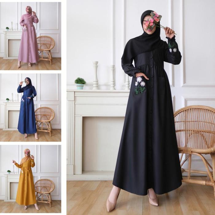 TERMURAH KUPNAD Gamis Katun Premium Toyobo bordir bunga esther - Daisy Dress