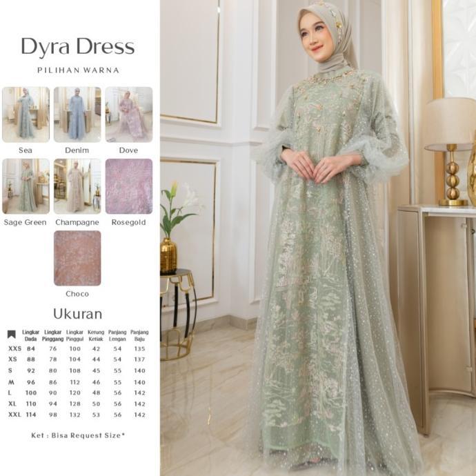 LYF OFFICIAL - DYRA DRESS - A LINE - GAUN - PANJANG - RESEPSI LAMARAN PREWED LEBARAN BUKBER - WANITA