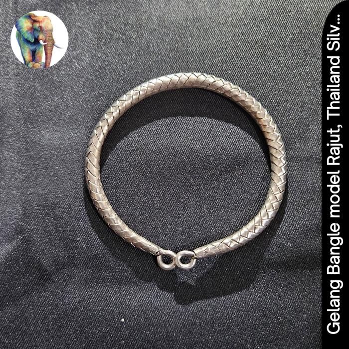 Gelang Bangle model Rajut, Thailand Silver 925, Preloved Second