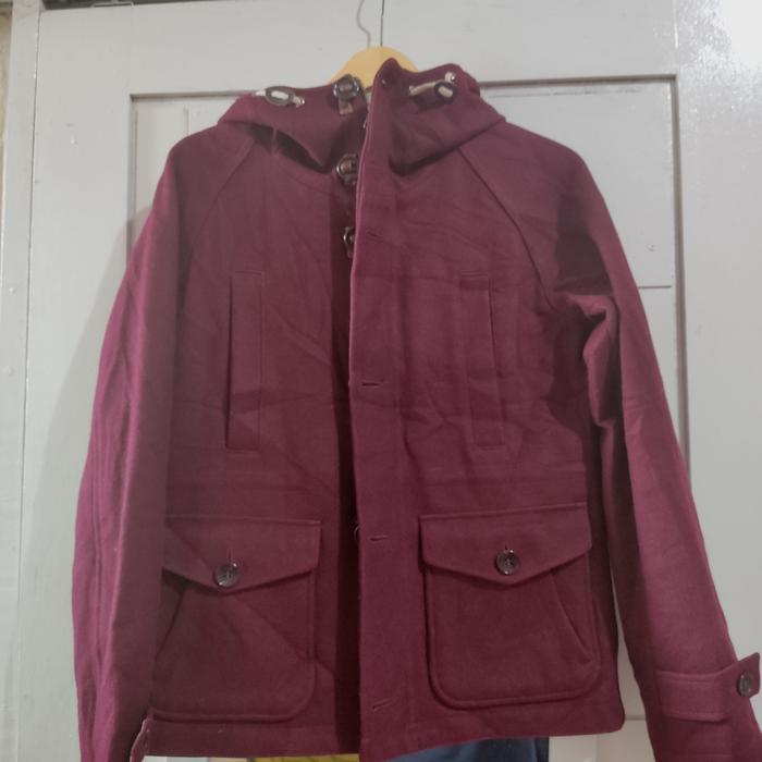 Jaket parka wool lights beams sizeM maroon full furing hangat preloved