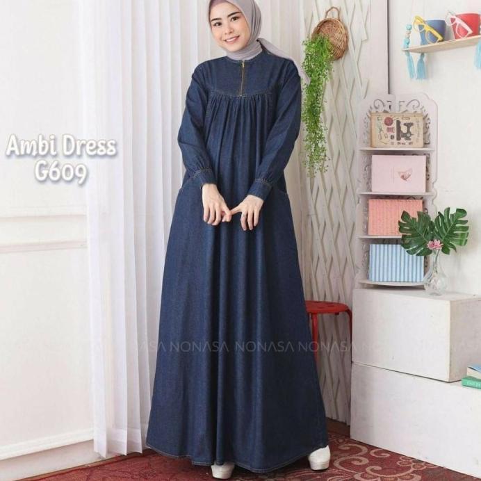 Gamis Jeans Elena Size S M L XL XXL / Dress / Baju Muslim / Pakaian Wa