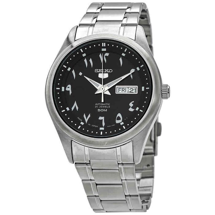 jam tangan Seiko 5 Automatic Black Arabic Dial Men's Watch SNKP21J1