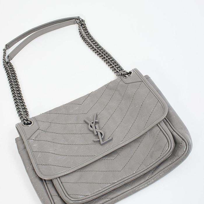 YSL Niki Crinkle Fog Grey Medium