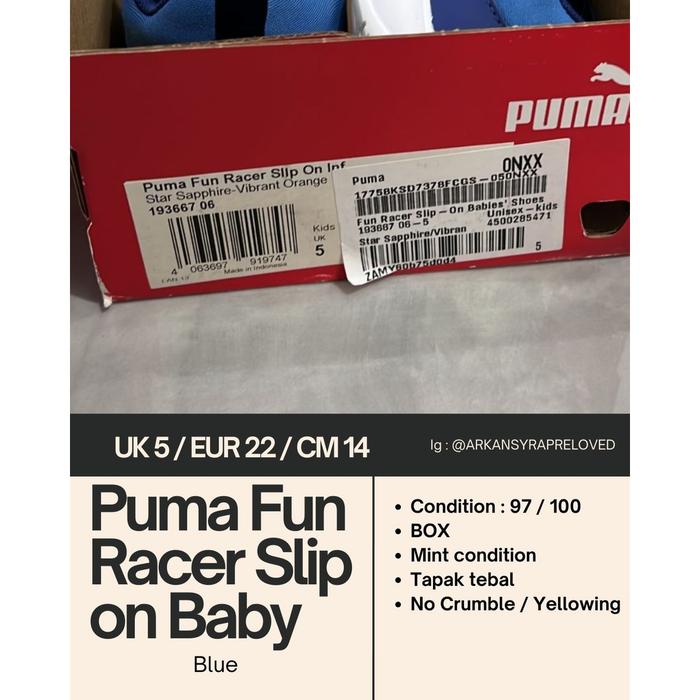 Puma Fun Racer Slip on baby shoes Blue Kids