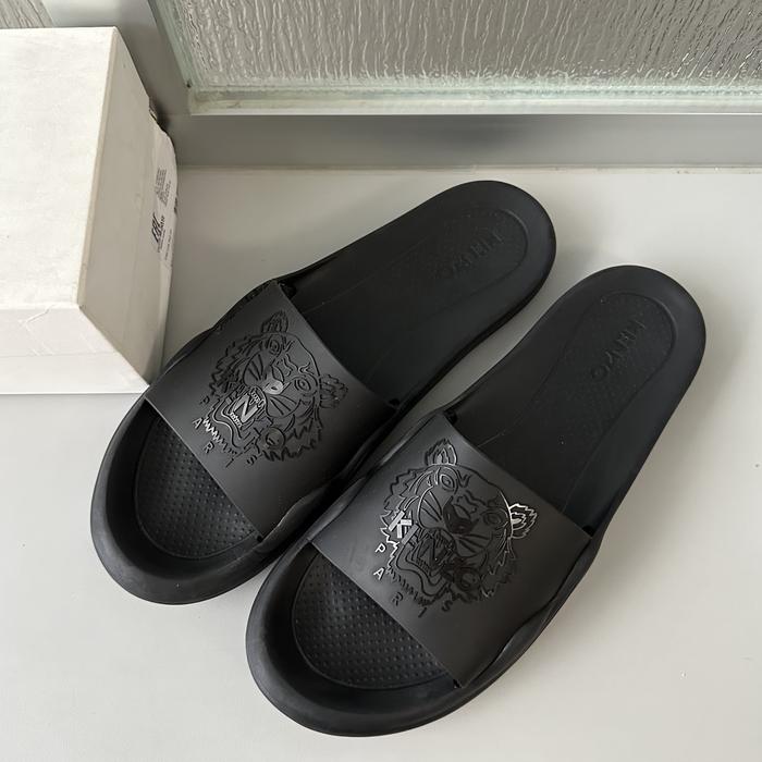 𝙋𝙍𝙀𝙇𝙊𝙑𝙀𝘿 Kenzo Black Pool Mules Tiger Slippers Slip On Sandal Men's Branded Shoes Sepatu Pria