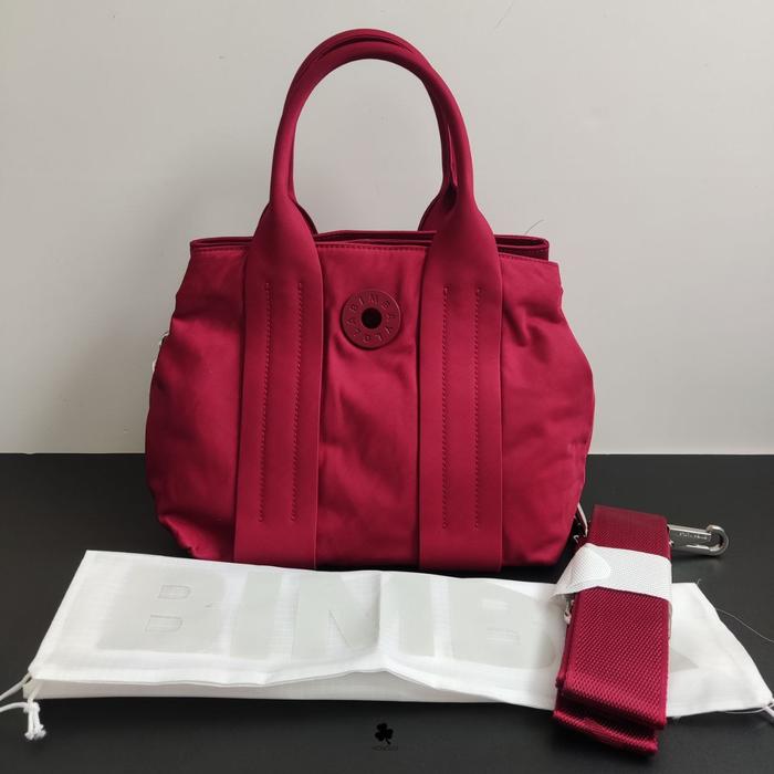 Nwt B*imba y lola medium triple compartment nylon shopper tote bag red