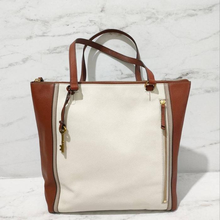 tas wanita fossil tara shopper tote angora ss