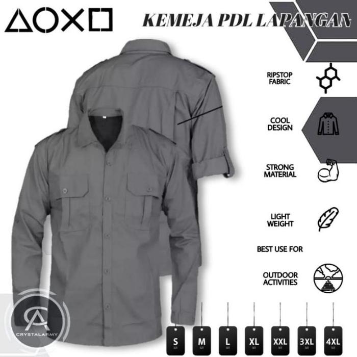 Kemeja PDL Lapangan Kain Ribstop Tebal Baju Kerja Outdoor Tactical Hiking Gunung Safety Lengan Panja