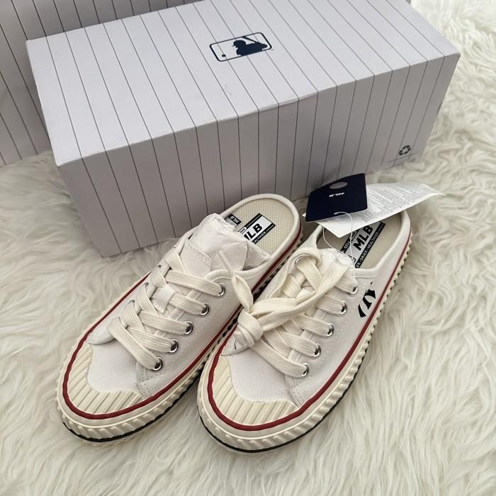 𝙋𝙍𝙀𝙇𝙊𝙑𝙀𝘿 MLB Korea Original Playball Mule Shoes White Sepatu Wanita Authentic