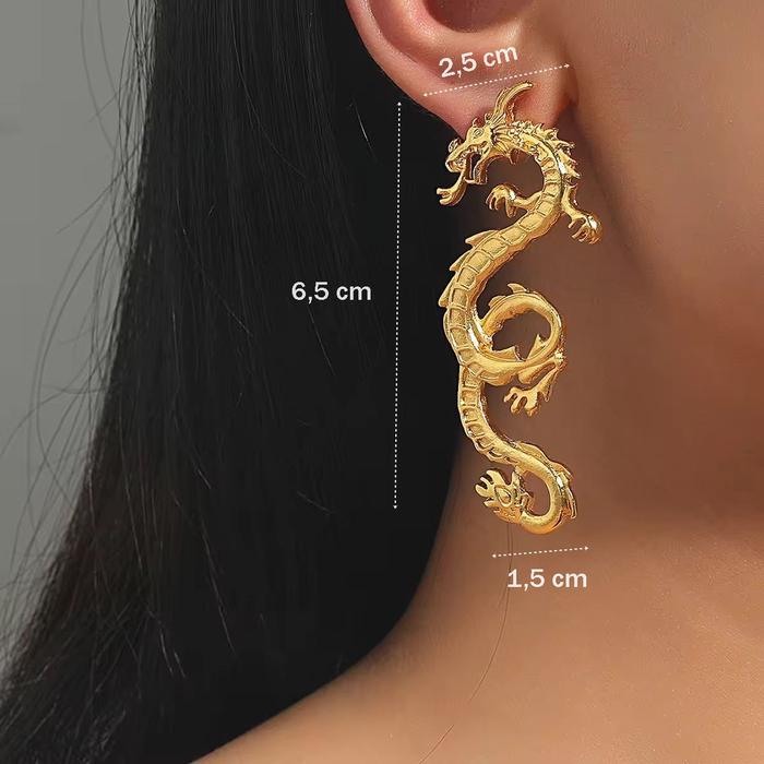 Anting Naga Anting Wanita Motif Naga Dragon Perhiasan Wanita AT906