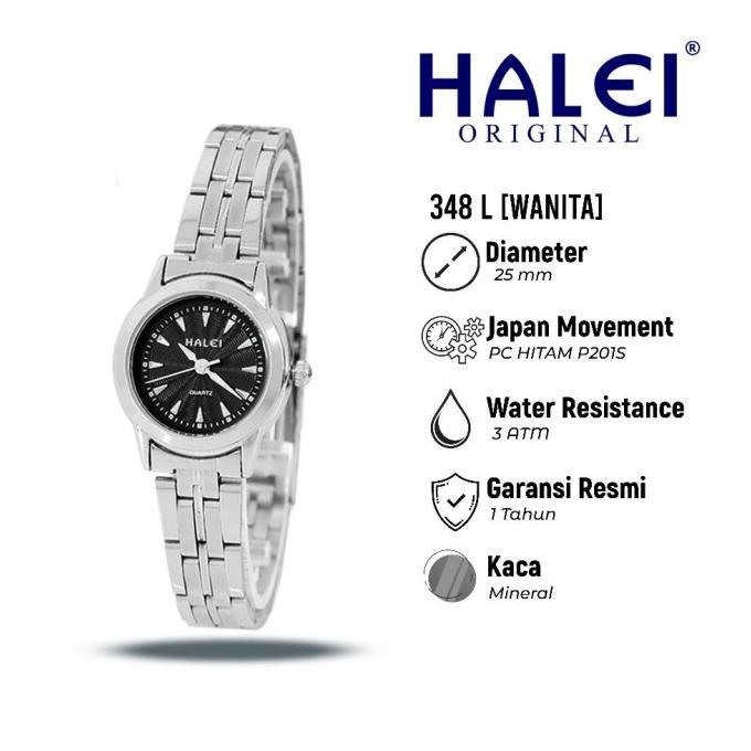 Bergas Jaya Mart- Halei 348 L - Jam Tangan Wanita Halei Rantai Stainless Back Kekinian - Tahan Air d