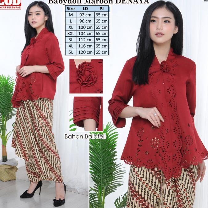 Atasan kebaya merah Kebaya Denaya merah maroon