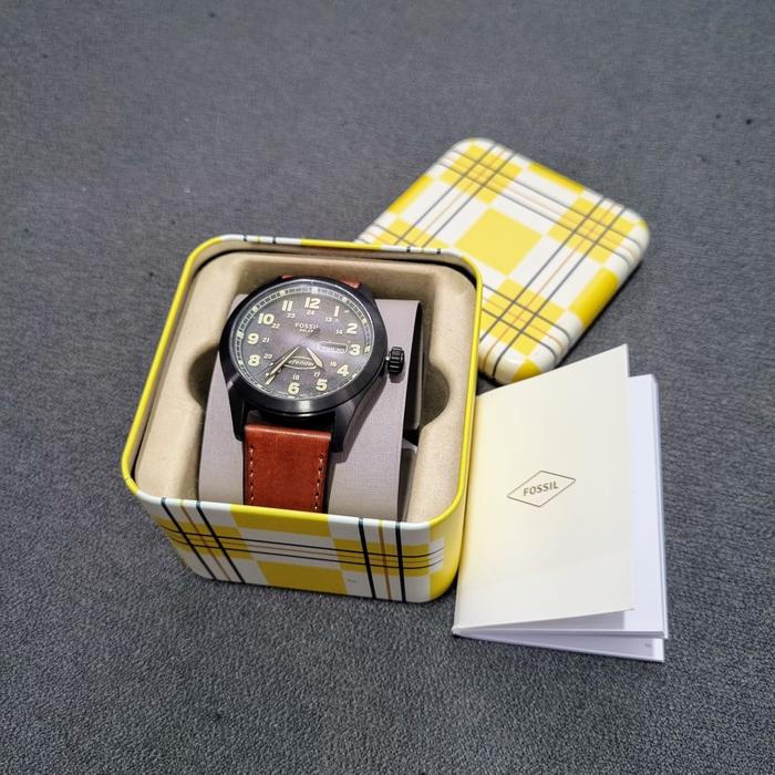 Jam Tangan Fossil Pria, Jam Tangan Kulit Fossil, #Solar Powered, #Three Hand Date FS 5946, Water Res
