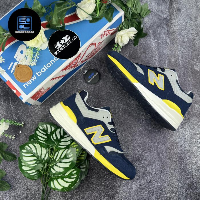 Sepatu Sneakers Olahraga Pria Casual Running Lari New Balance 997s Navy Yellow White