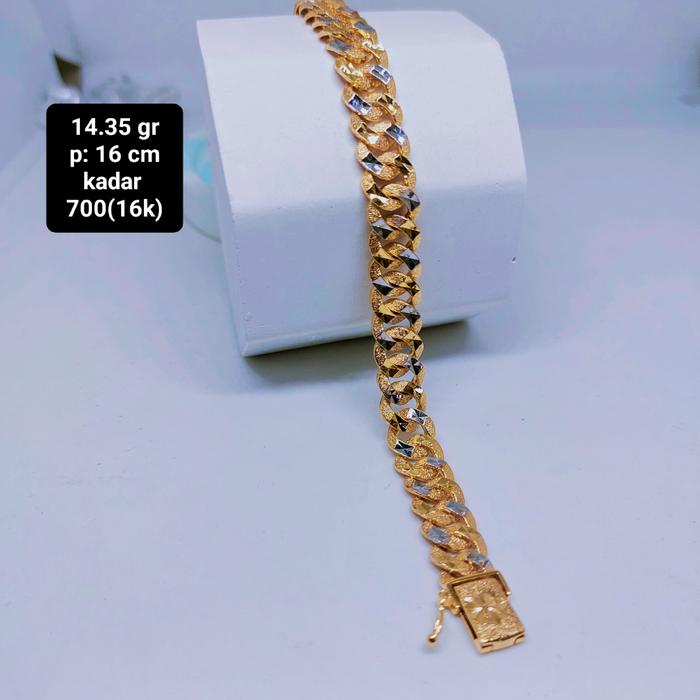 Gelang mas model sisik naga ukir dan kombinasi emas kadar 700(16k)