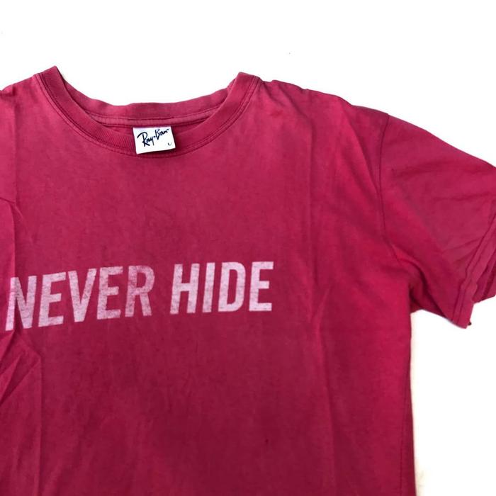 Vintage iconic Rayban Clubmaster Wayfarer Eyewear T Shirt  In Red Maroon peach Colour way  Size L  P