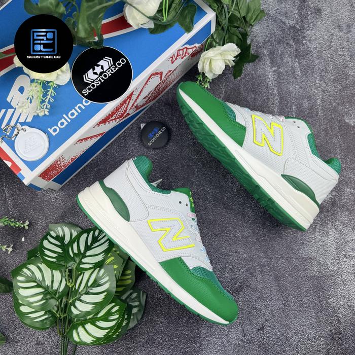 Sepatu Sneakers Olahraga Pria Casual Running Lari New Balance 997s White Green Yellow