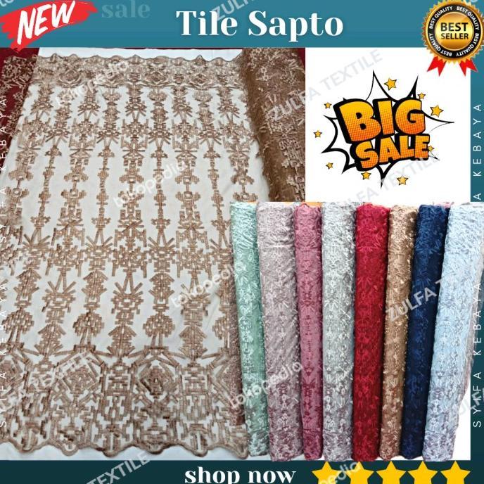Kain Kebaya Brokat Tile Sapto Tulle Brukat Motif Elisab Sapto Terbaru
