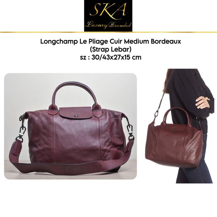 Longchamp Le Pliage Cuir Medium Bordeaux