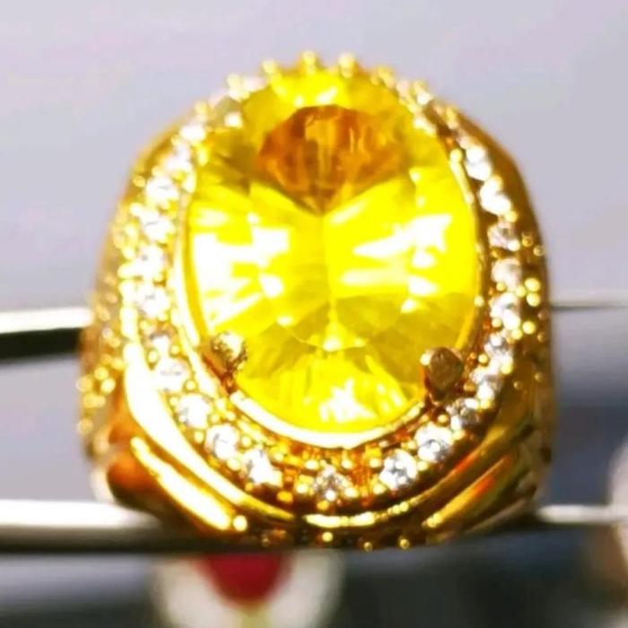 Cincin Batu Permata Natural Kuning Yakut Cutting Bagus Laki-laki
