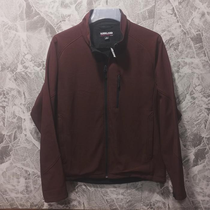 jaket pria SOFTSHELL KIRKLAND sz XL casual maroon red bagus murah polos