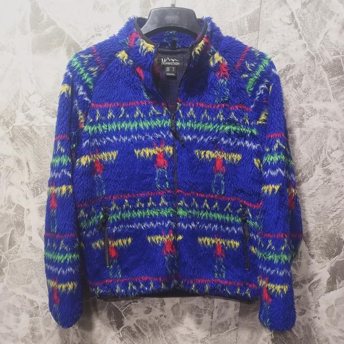 jaket pria polar casual MANASTASH sz L motif NAVAJO