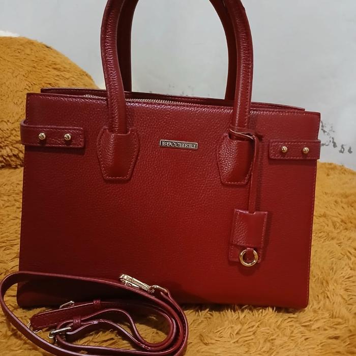 Tas Kulit Wanita Buccheri Mayyeca Merah Tua