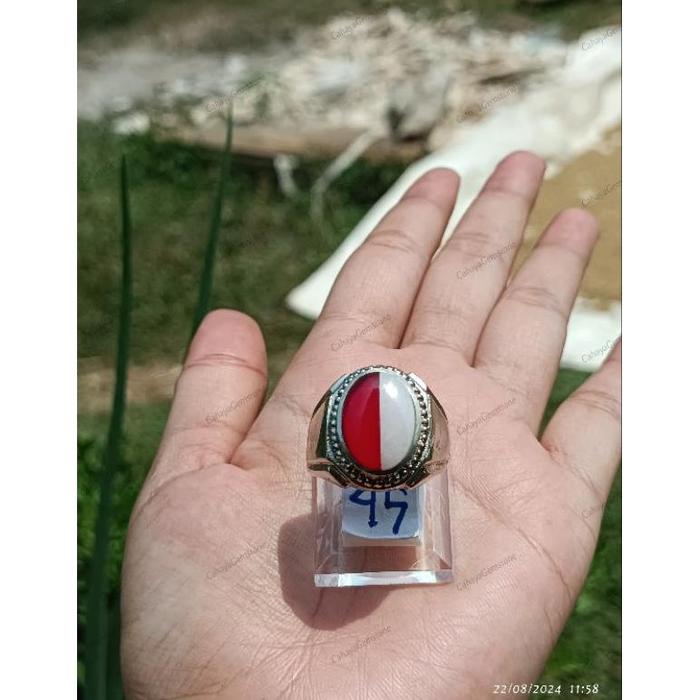 CINCIN BATU AKIK MERAH PUTIH | MERAH PUTIH BATU AKIK NATURAL ASLI ALAM