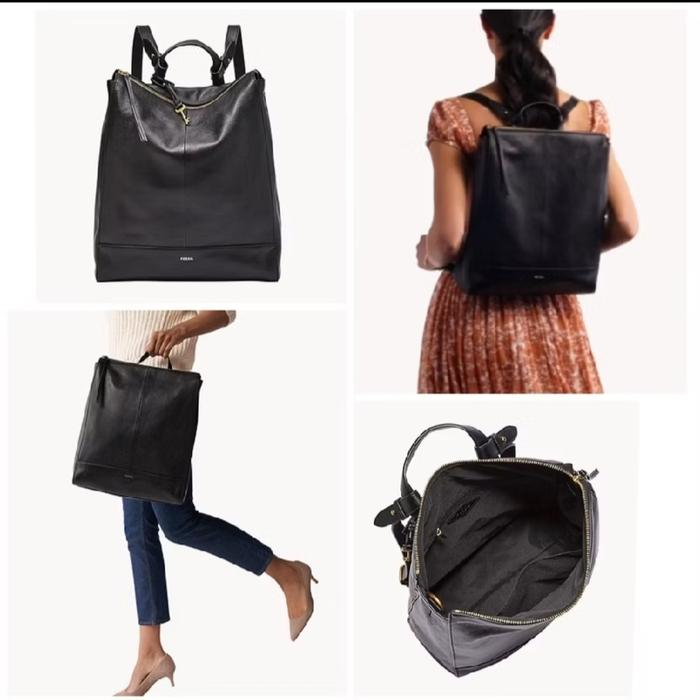 Tas Fossil Elina Large Backpack Black Nwt