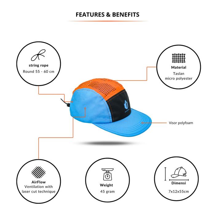 Bogaboo Cato Series Topi BOGABOO TOPI Lari - Topi Lari - Running Hat- Running CAP -Topi Camping Outd