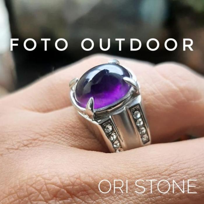 Batu Cincin Kecubung Asli Ikatan Titanium