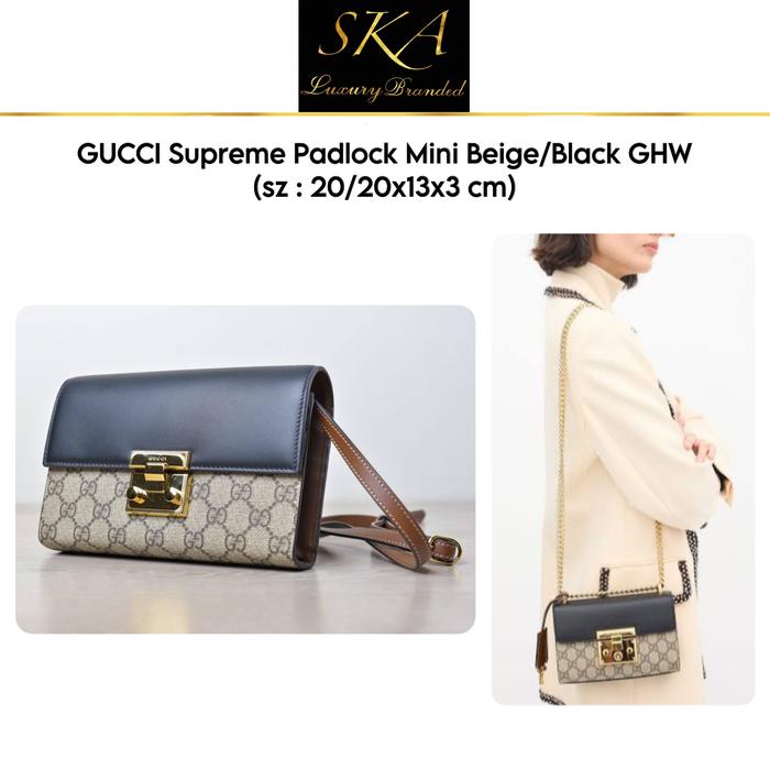Gucci Supreme Padlock Mini Beige/Black GHW