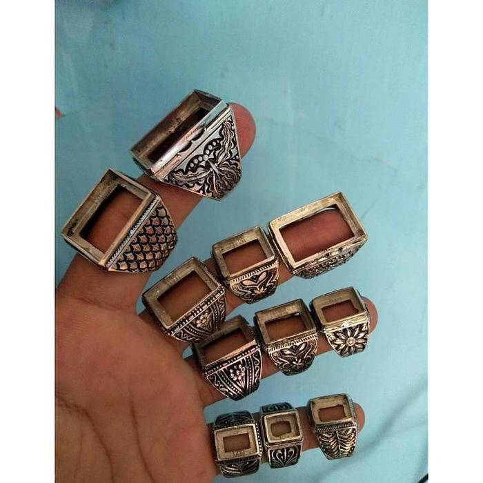 Ring Emban Akik Kotak Alpaka
