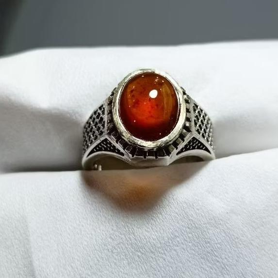 cincin Batu akik RED GARNET hisonite black mamba original kantoran