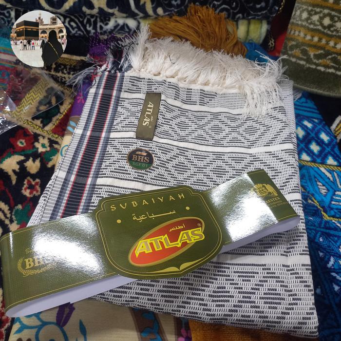 Sorban Atlas Panjang Subaiyah Motif Timbul Songket Original Kualitas Super Premium
