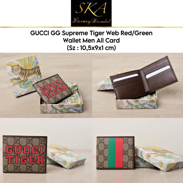 Gucci GG Supreme Tiger Web Red/Green Wallet Men All Card