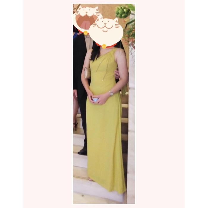 Gaun Pesta long dress gaun prewedding party dress baju kondangan asimetris hijau apel apple green si