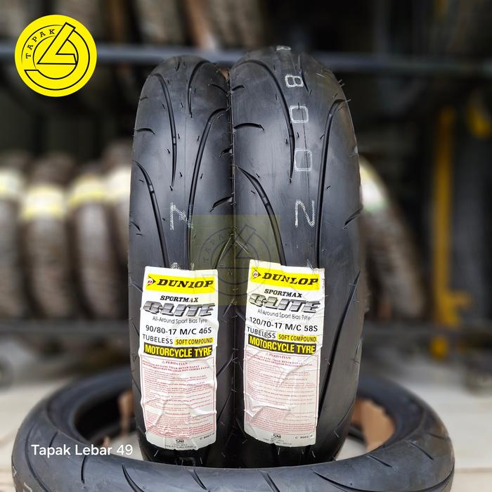 Ban DUNLOP Sportmax Q-Lite PAKET 90.80.17 dan 120.70.17 Ring 17 Tubeless Ban Harian Motor Vixion Ver
