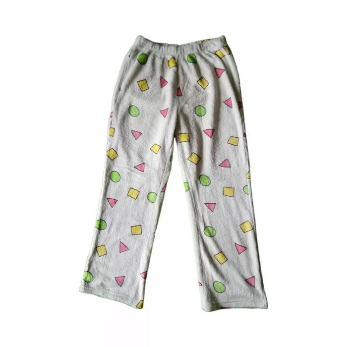 Crayon Shinchan x SPAO Fluffly White Pattern Sleepwear Long Pants Anime Cartoon Celana Panjang Origi