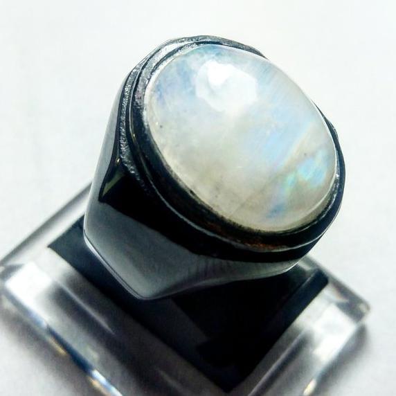 CINCIN BATU AKIK BIDURI BULAN AIR LAUT RING TITANIUM HITAM