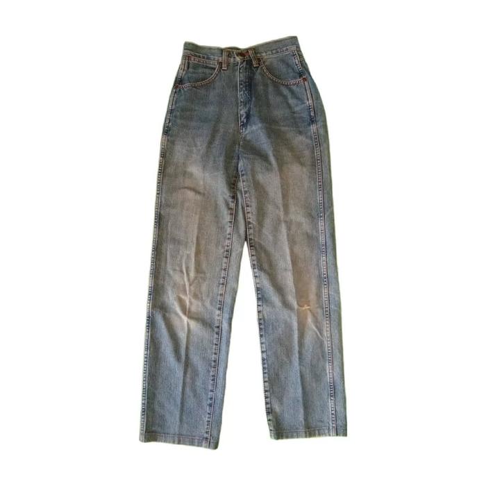 Wrangler Blue Faded Woman Denim Jeans Celana Panjang Original Second Merch Japan Korea Brand Vintage