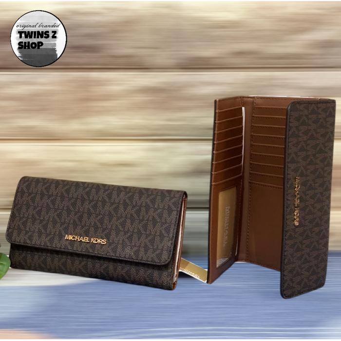 Dompet MK Jet Set Travel LG Trifold Brown